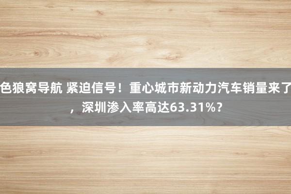 色狼窝导航 紧迫信号！重心城市新动力汽车销量来了，深圳渗入率高达63.31%？