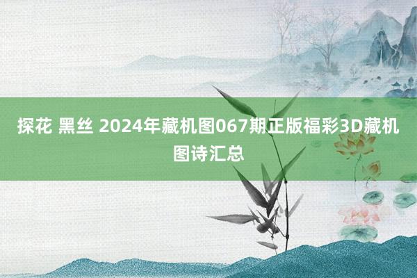 探花 黑丝 2024年藏机图067期正版福彩3D藏机图诗汇总